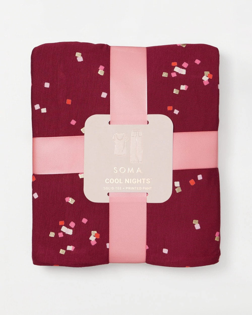 SCATTERED SQUARES VP/FOIL Packaged Short-Sleeve Pant Pajama Set
