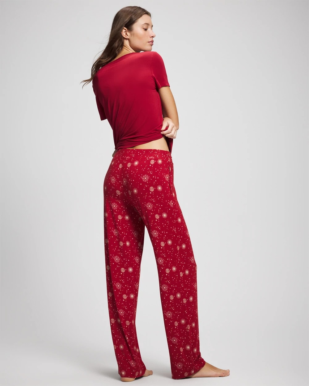 FIRST NIGHT RED/FOIL Packaged Short-Sleeve Pant Pajama Set