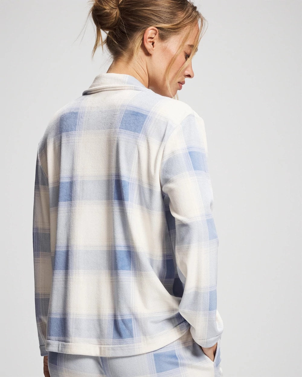 FROSTED PLAID BLUE Long Sleeve Pajama Set
