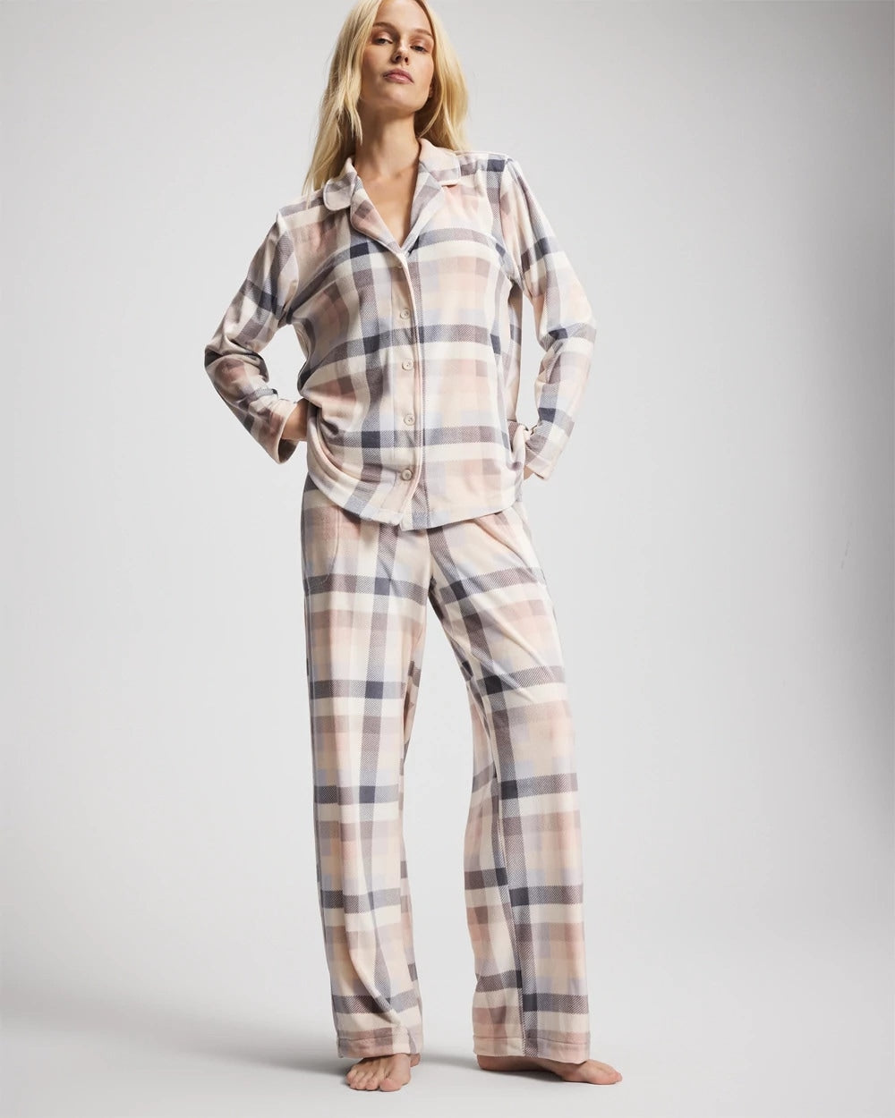 PRISM PLAID GRAY Long Sleeve Pajama Set