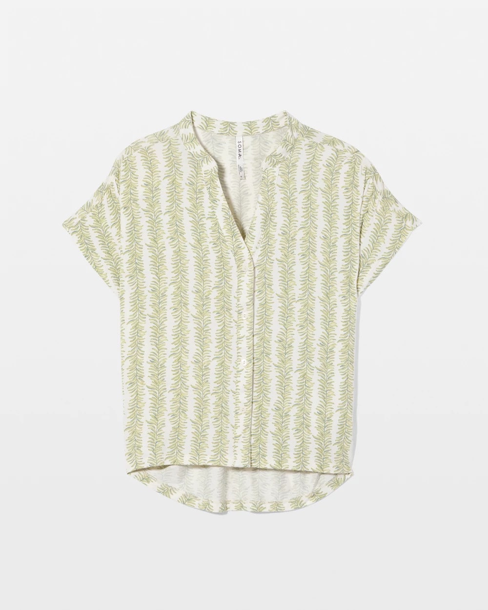 CHILL STRIPE CHAMPAGNE Mandarin Collar Short Sleeve Pajama Top