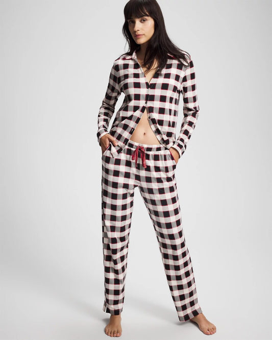 DREAMSCAPE PLAID BLACK Ankle Pajama Pant