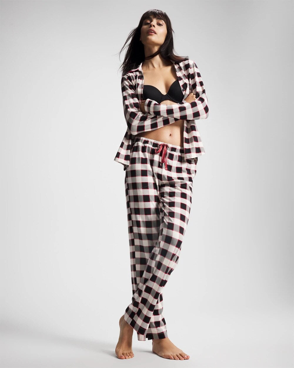 DREAMSCAPE PLAID BLACK Ankle Pajama Pant