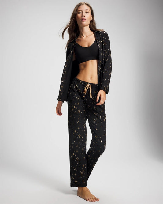 STELLAR SCENE BLACK/FOIL Ankle Pajama Pant