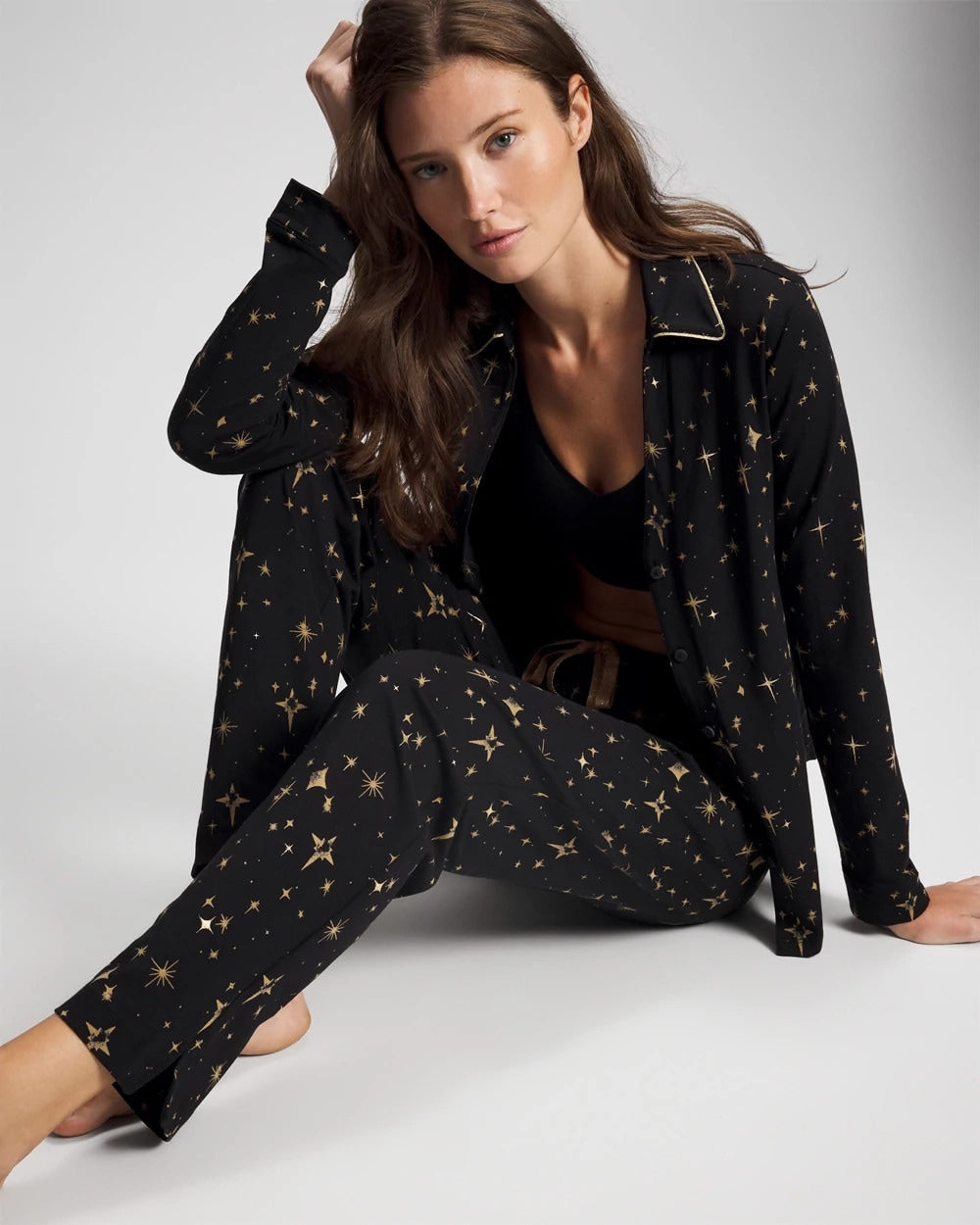 STELLAR SCENE BLACK/FOIL Ankle Pajama Pant