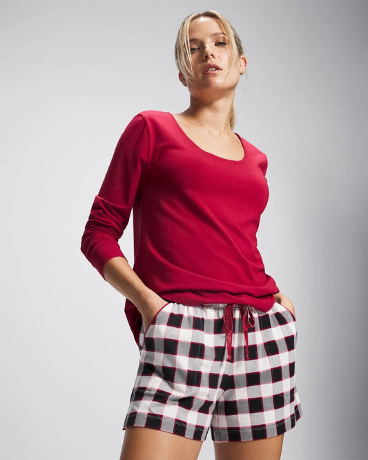 DREAMSCAPE PLAID BLACK Pajama Shorts