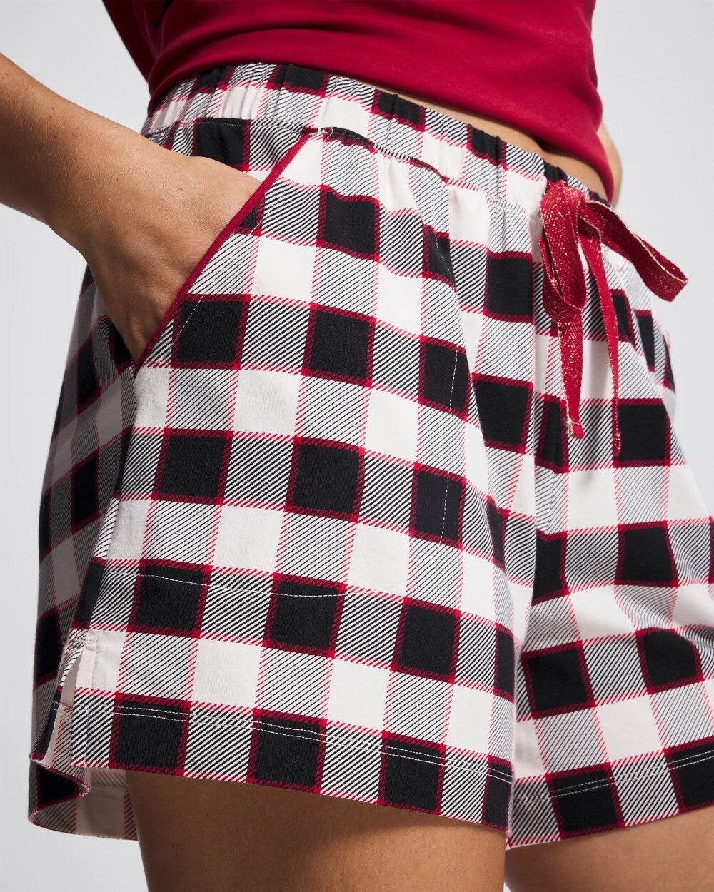 DREAMSCAPE PLAID BLACK Pajama Shorts