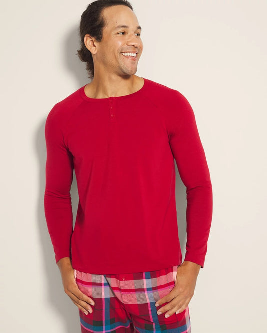 PAINT THE TOWN RED Men's Henley Pajama Top
