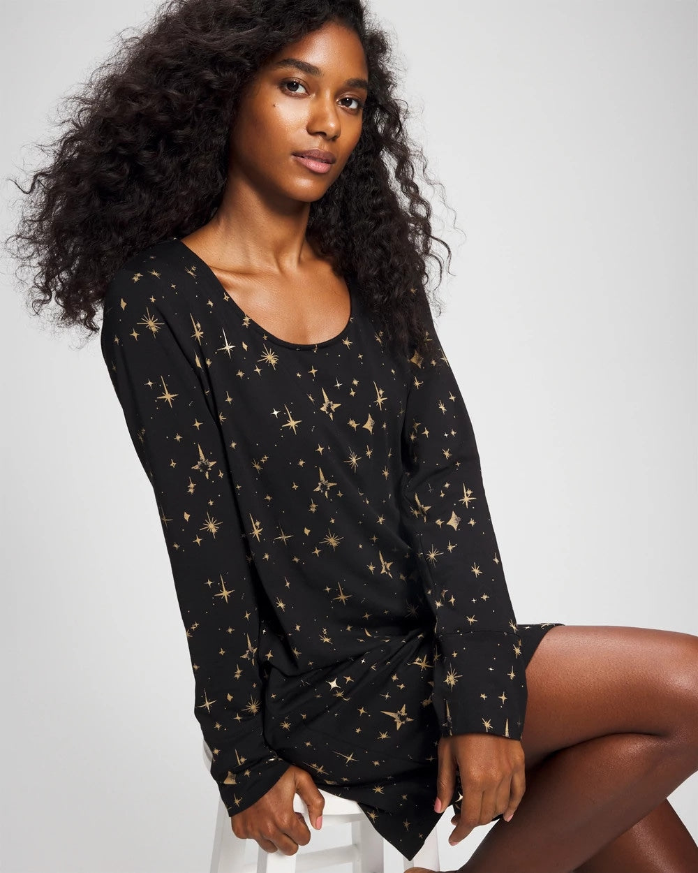 STELLAR SCENE BLACK/FOIL Long-Sleeve Sleepshirt