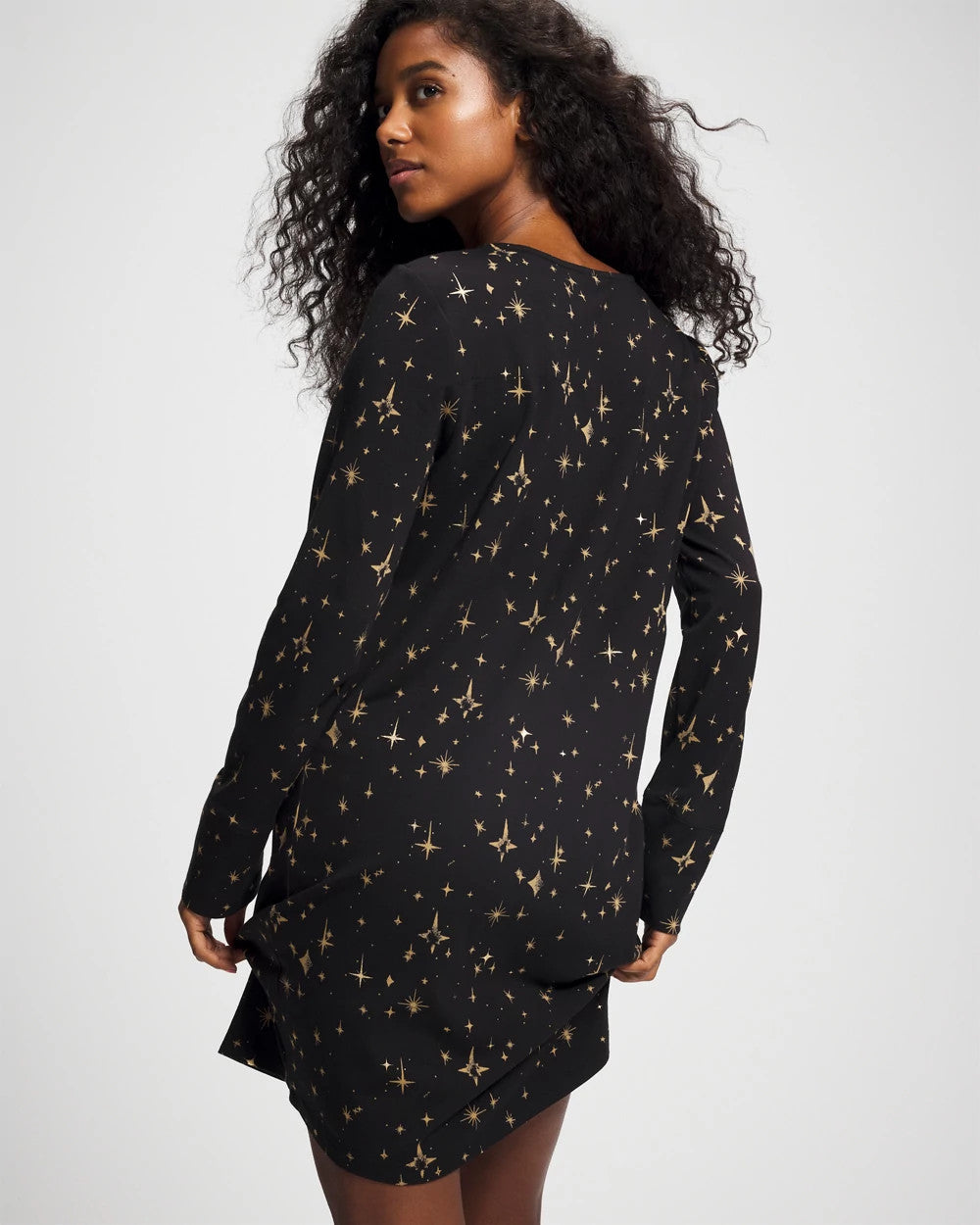 STELLAR SCENE BLACK/FOIL Long-Sleeve Sleepshirt