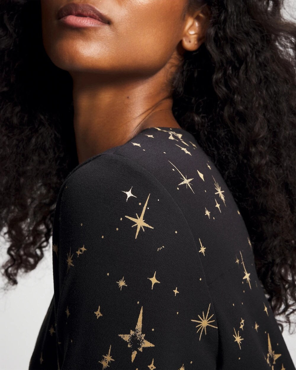 STELLAR SCENE BLACK/FOIL Long-Sleeve Sleepshirt
