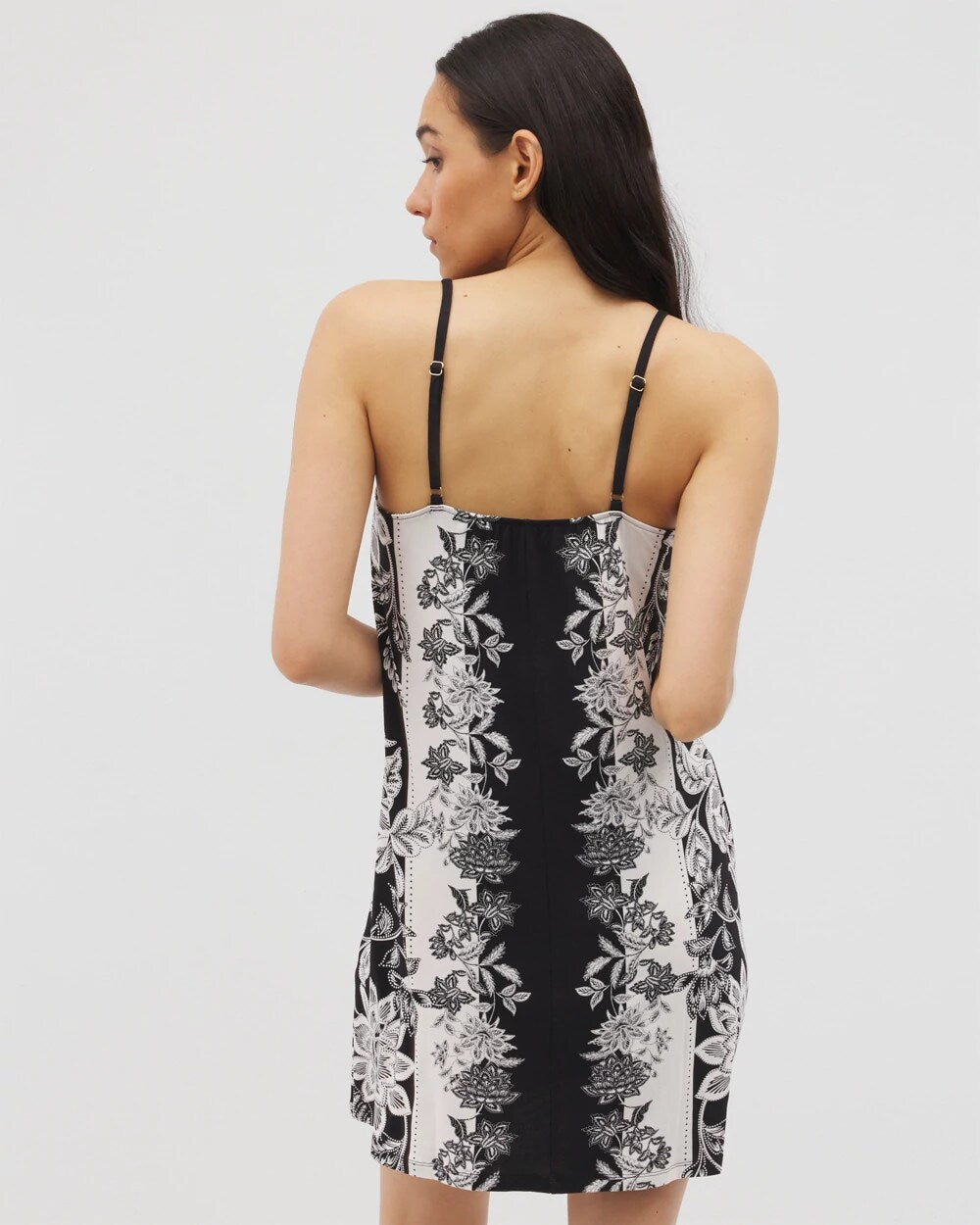 STAMPED FLORAL SCARF BLK Flyaway Chemise