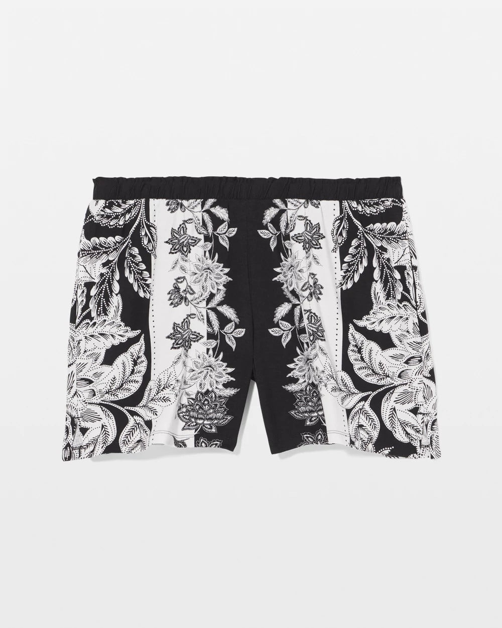 STAMPED FLORAL SCARF BLK Pajama Shorts