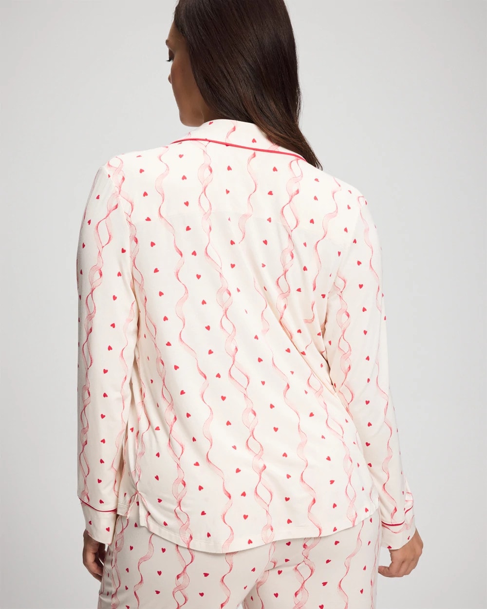 COQUETTE VALENTINE CHAMP Cool Nights Long Sleeve Notch Collar with Piped Placket Pajama Top