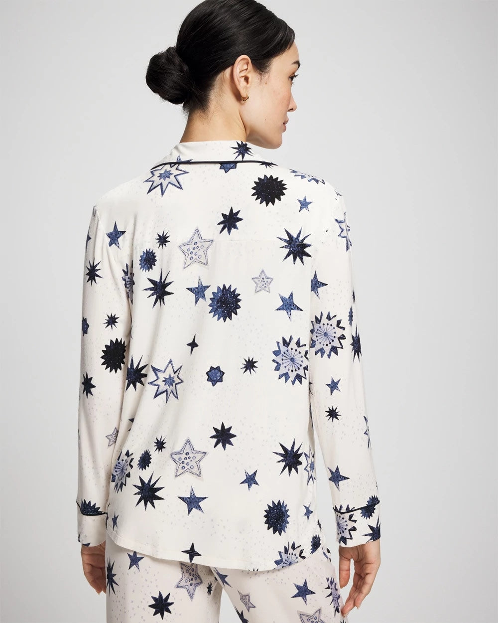 CELESTIAL CHARMS CHAMP Cool Nights Long Sleeve Notch Collar with Piped Placket Pajama Top