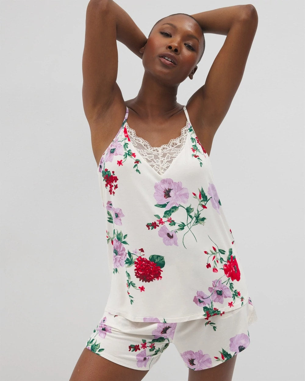 RHAPSODY FLORAL SUGAR Lace Trim Pajama Cami