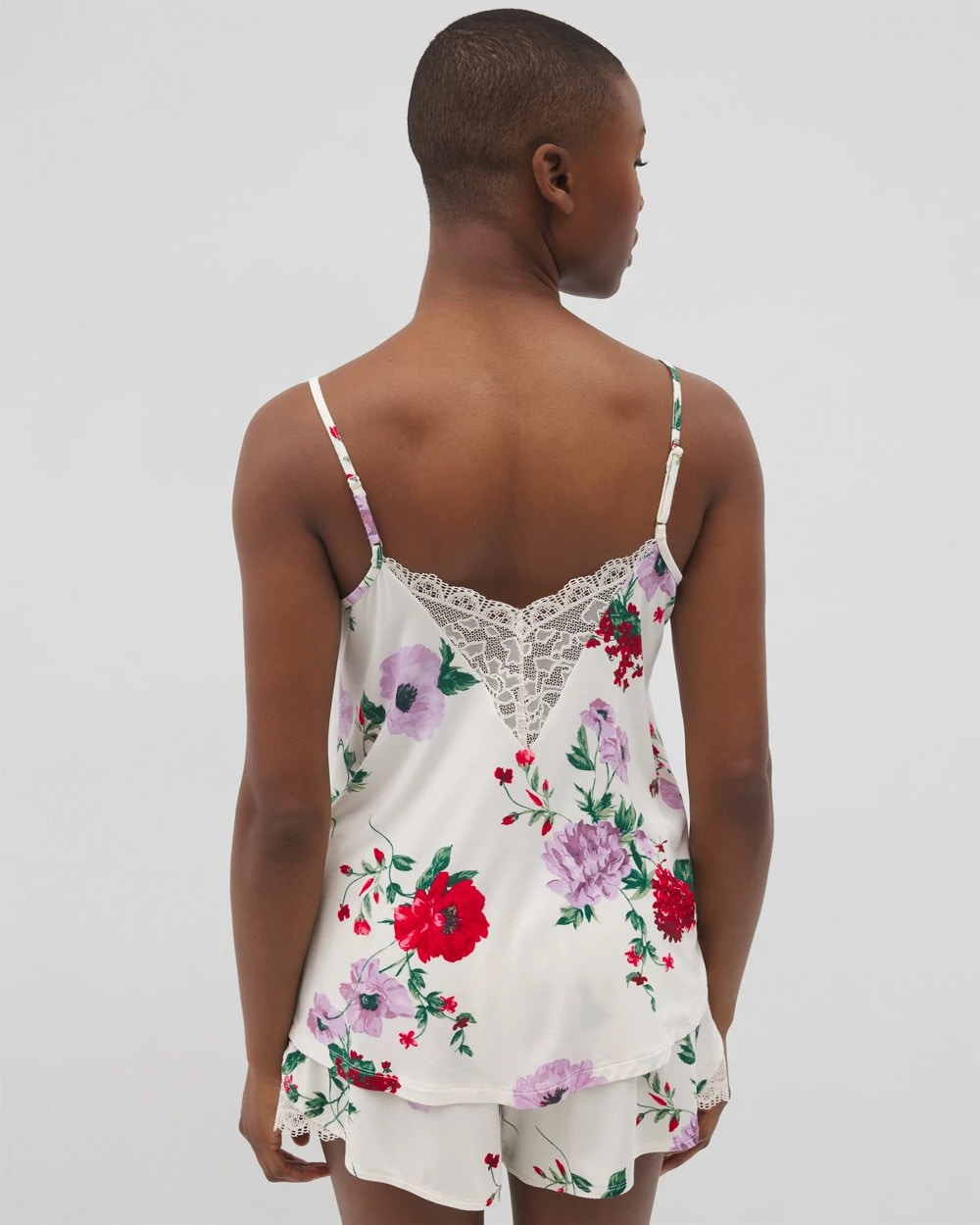 RHAPSODY FLORAL SUGAR Lace Trim Pajama Cami