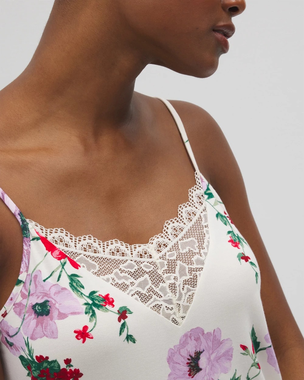 RHAPSODY FLORAL SUGAR Lace Trim Pajama Cami