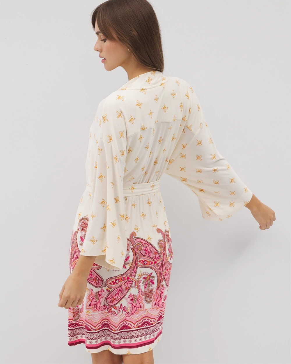 KASHMIR PAISLEY PLCD CH Kimono Short Robe