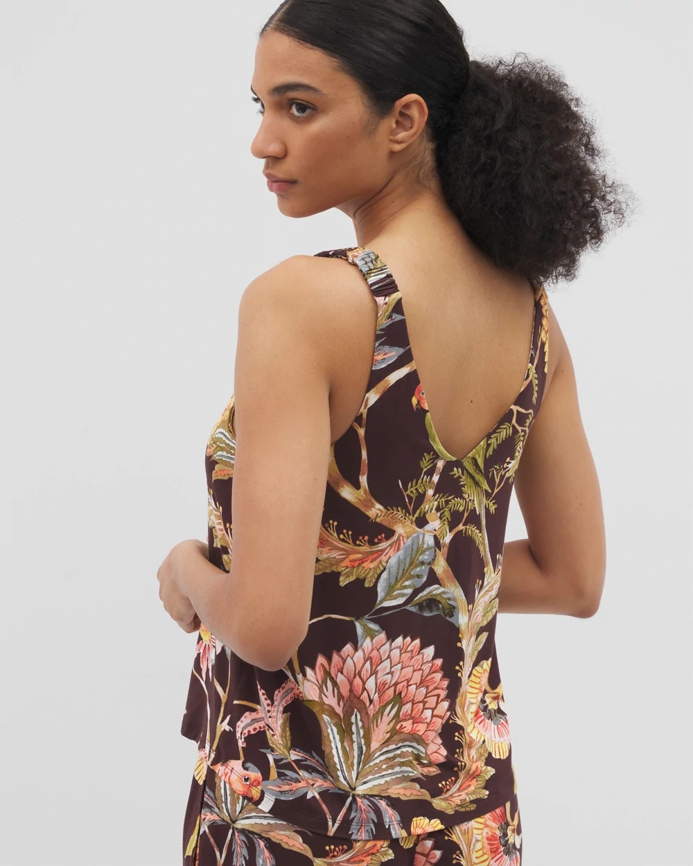 PARROT-DISO PLUME G PLUM Shirred Strap Pajama Tank