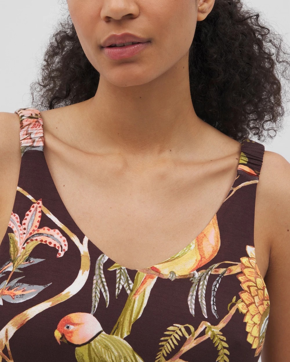 PARROT-DISO PLUME G PLUM Shirred Strap Pajama Tank