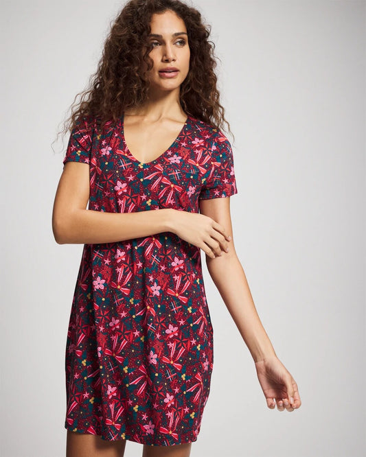 HOLLY JOLLY RED VELVET Short Sleeve Sleepshirt