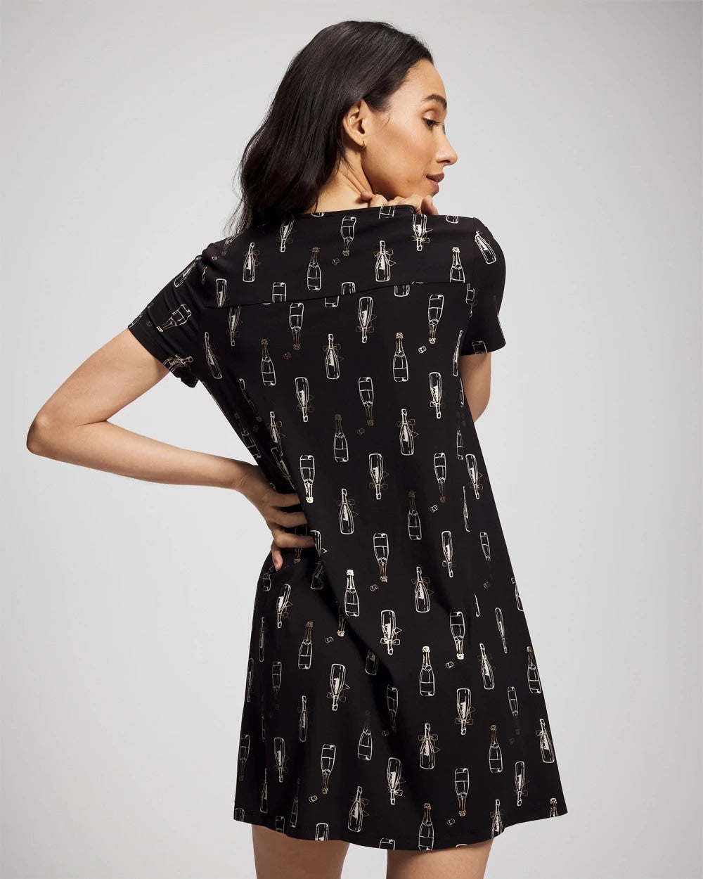CHAMPAGNE POP BLACK/FOIL Short Sleeve Sleepshirt