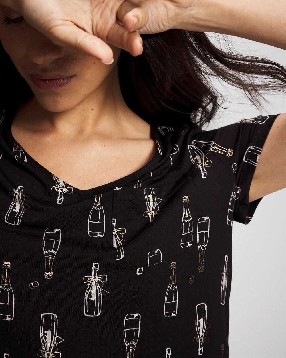 CHAMPAGNE POP BLACK/FOIL Short Sleeve Sleepshirt