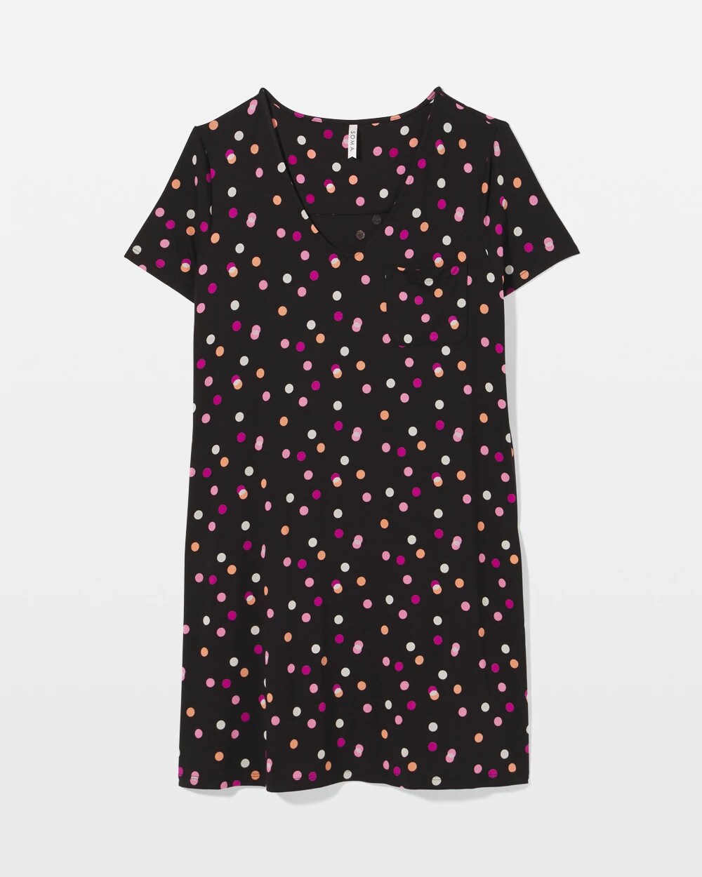 DANCING DOTS BLACK Short Sleeve Sleepshirt