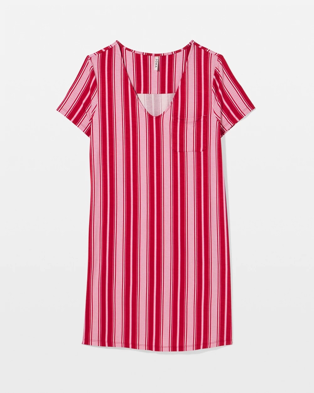 SLEIGHBELL STRIPE RED Short Sleeve Sleepshirt