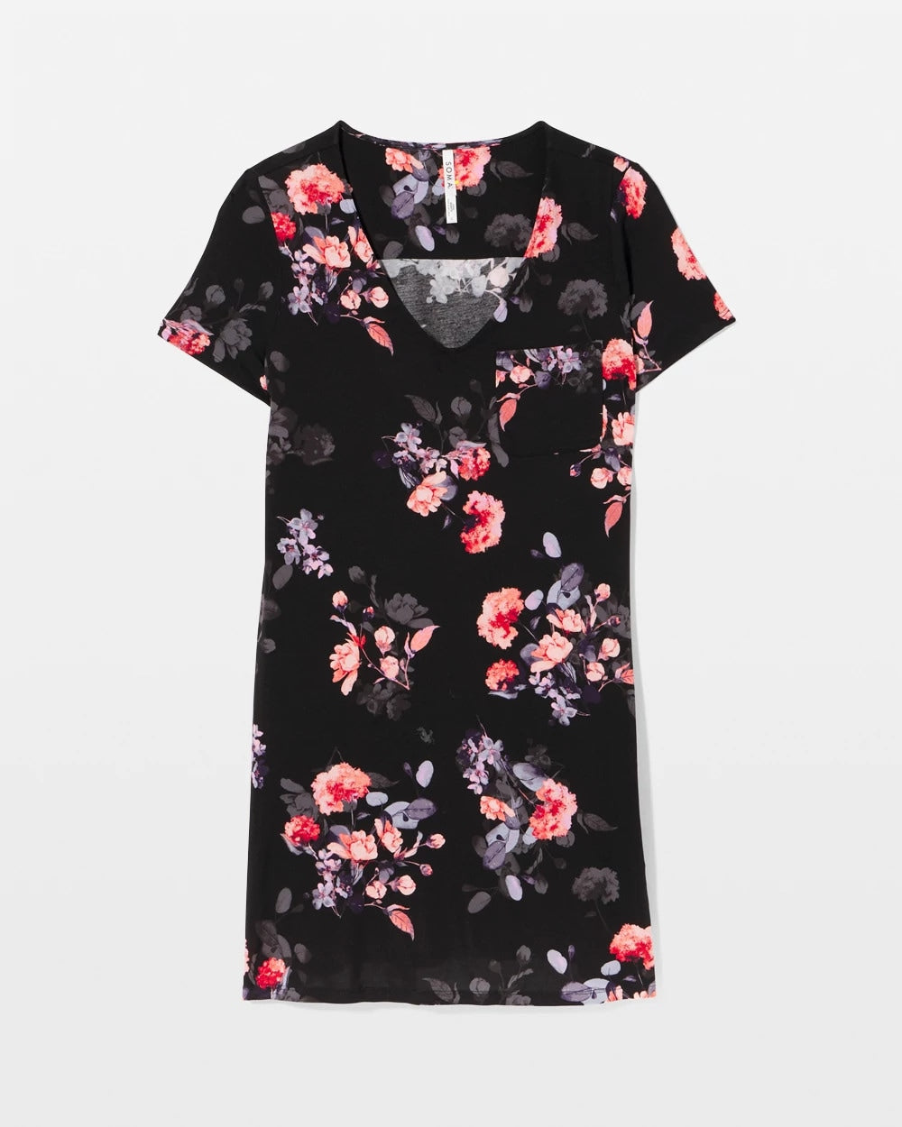 FLORAL DREAMS BLACK Short Sleeve Sleepshirt