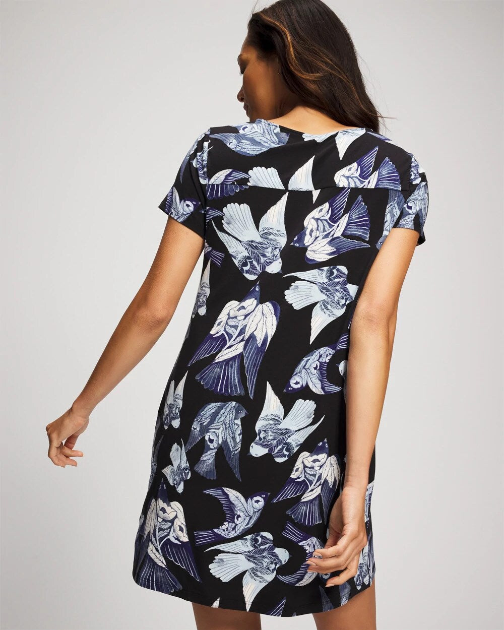 WHIMSICAL WINGS BLK MID Short Sleeve Sleepshirt