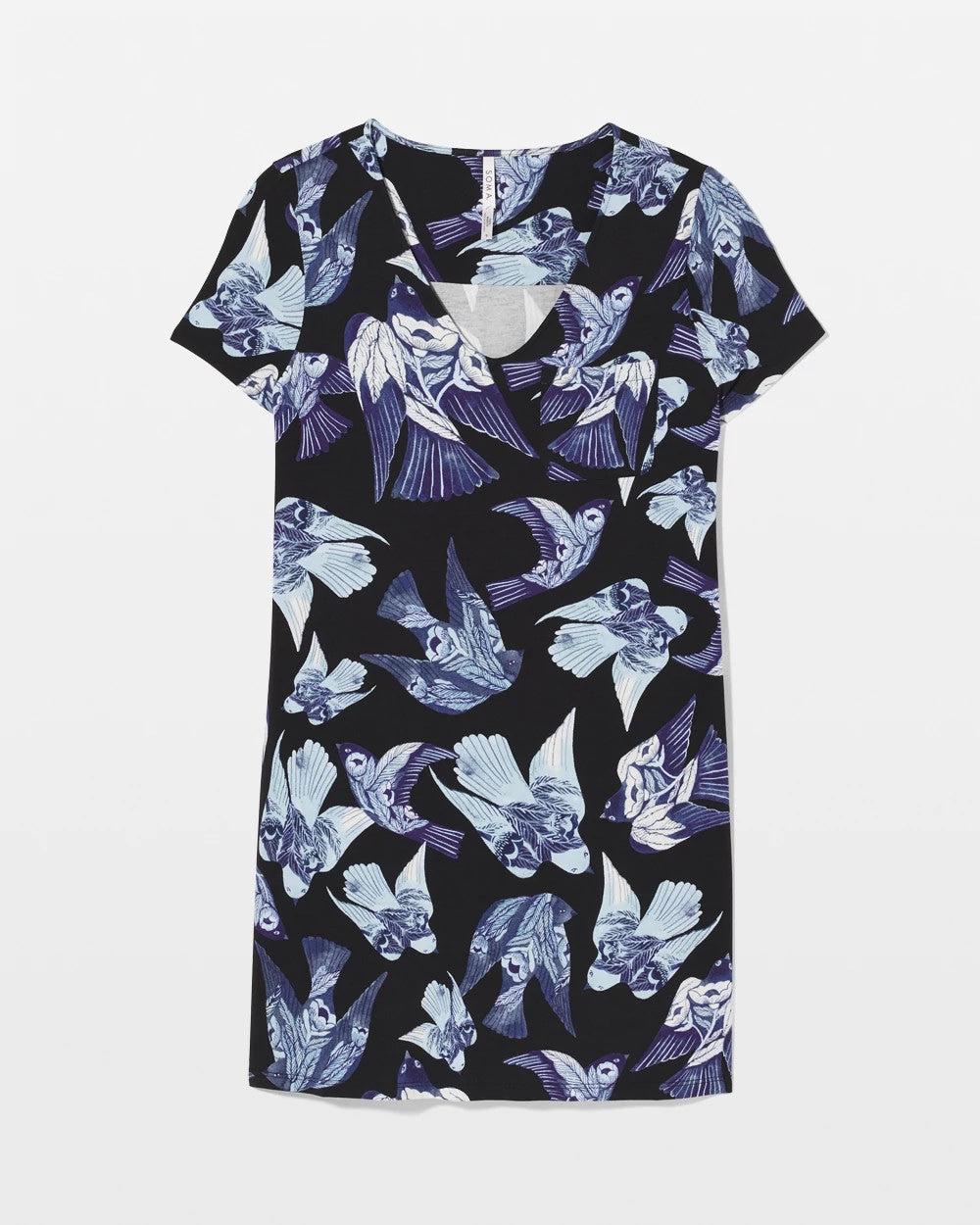 WHIMSICAL WINGS BLK MID Short Sleeve Sleepshirt
