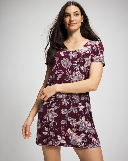 PAISLEY SPLENDOR PLUM Short Sleeve Sleepshirt