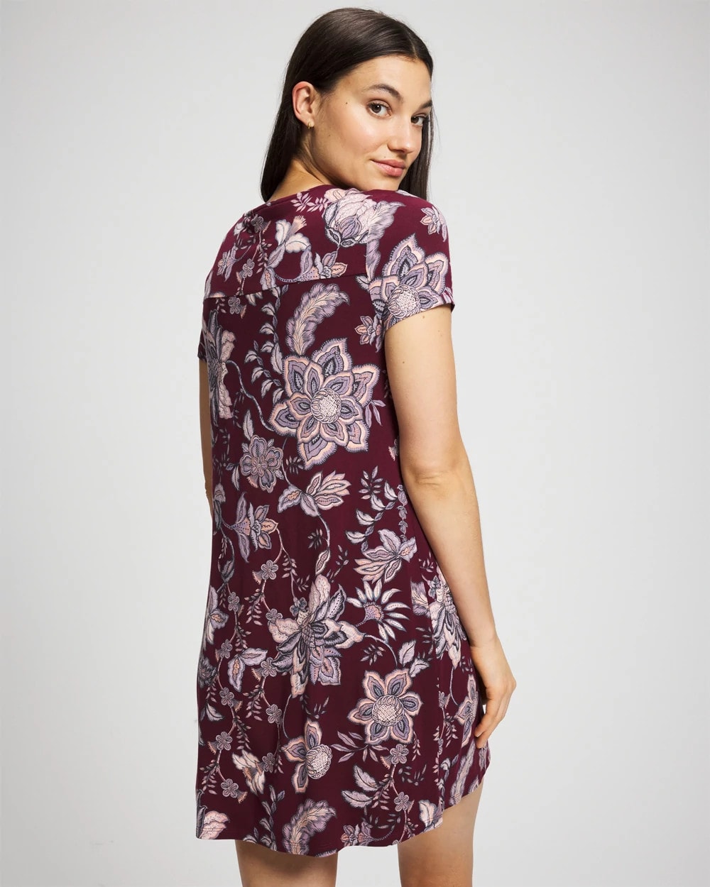 PAISLEY SPLENDOR PLUM Short Sleeve Sleepshirt