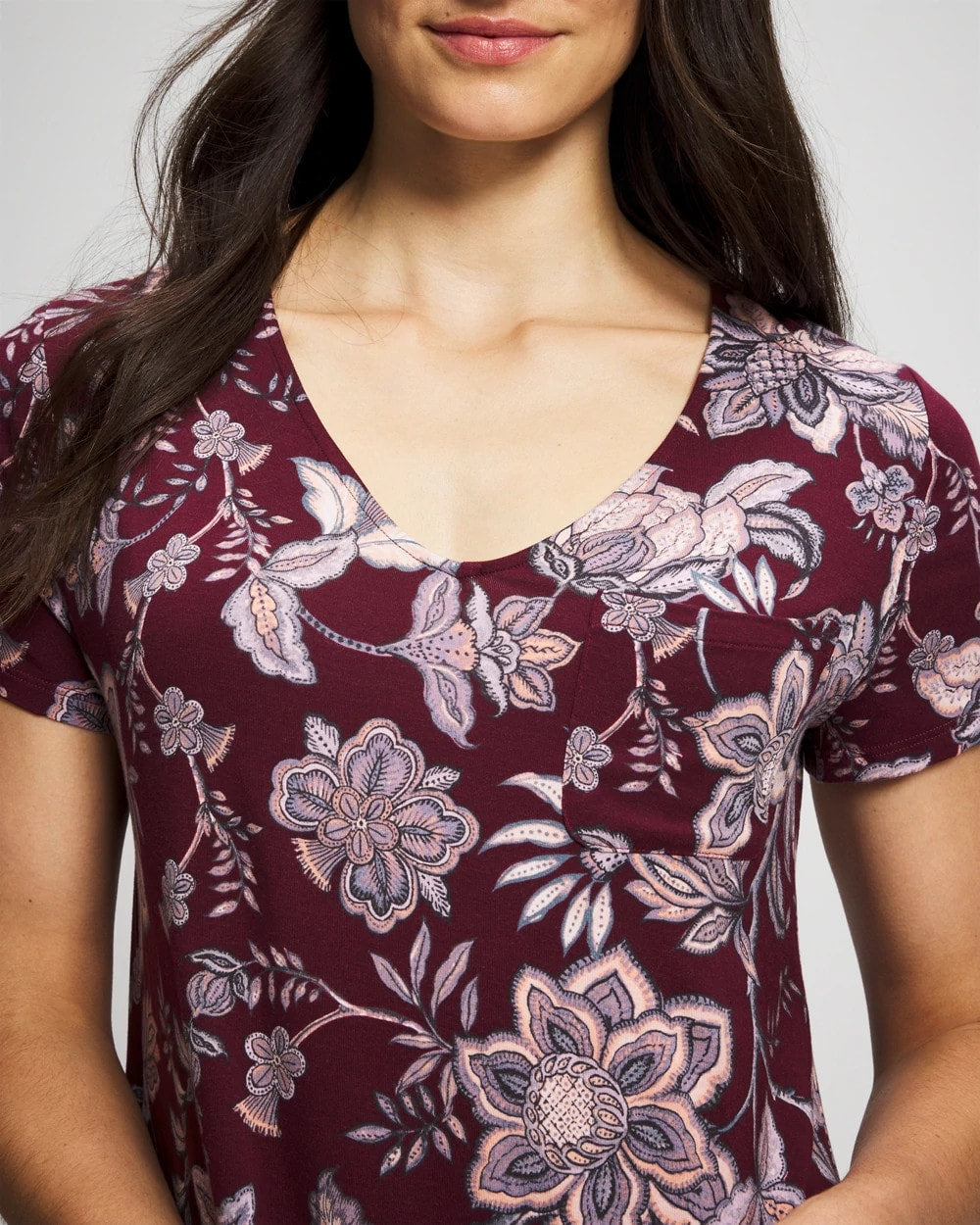 PAISLEY SPLENDOR PLUM Short Sleeve Sleepshirt