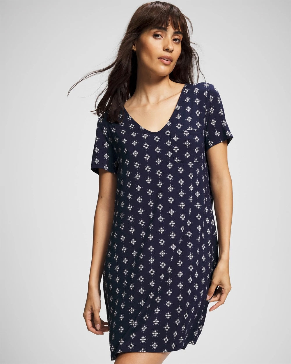 BELLE FOULARD NAVY Short Sleeve Sleepshirt