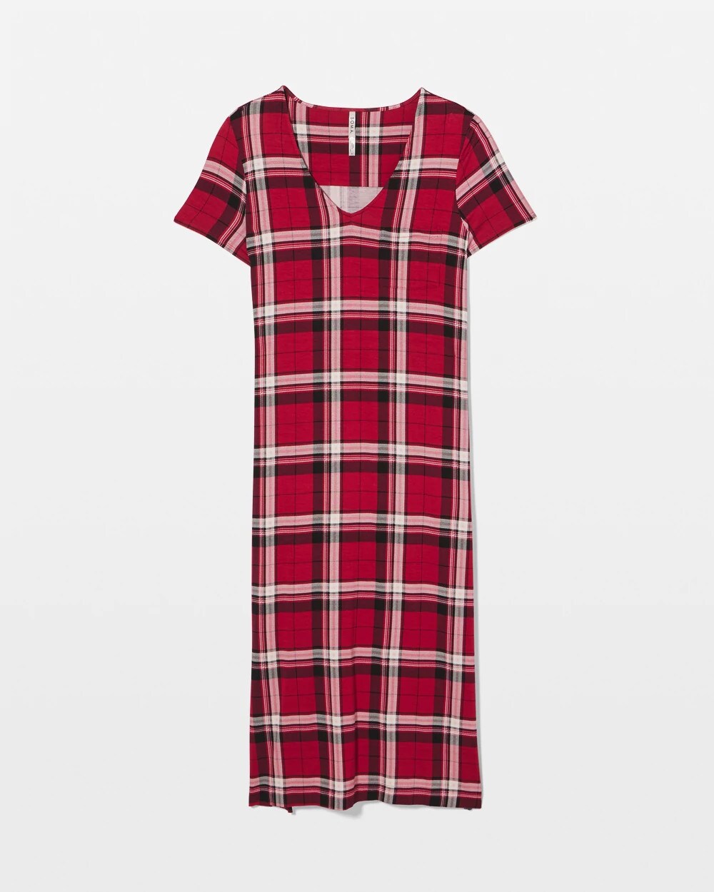 PERFECT PLAID RED Short Sleeve Long Sleepshirt