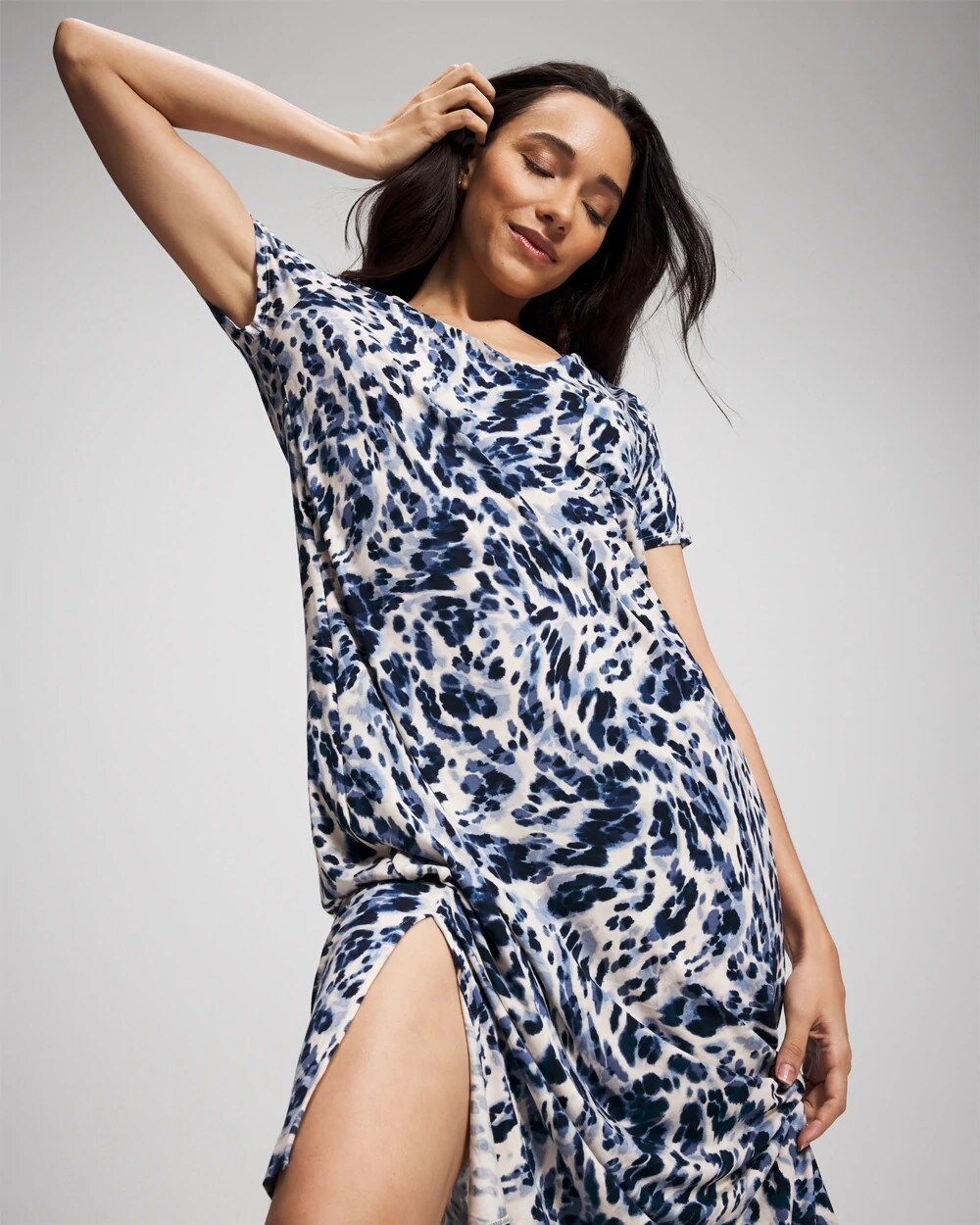 LOVELIEST LEOPARD PARCH M Short Sleeve Long Sleepshirt