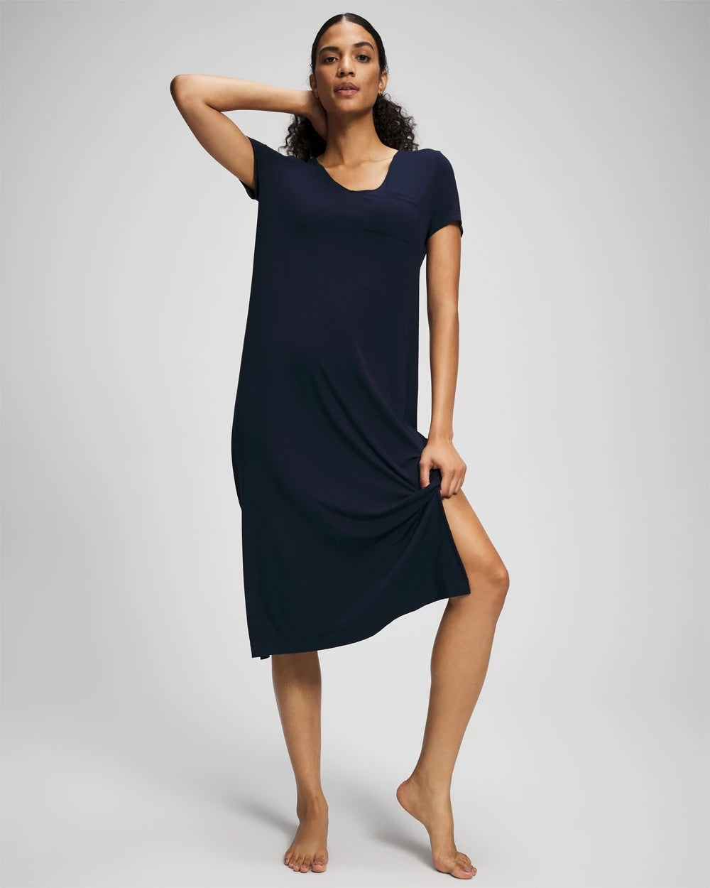 NIGHTFALL NAVY Short Sleeve Long Sleepshirt