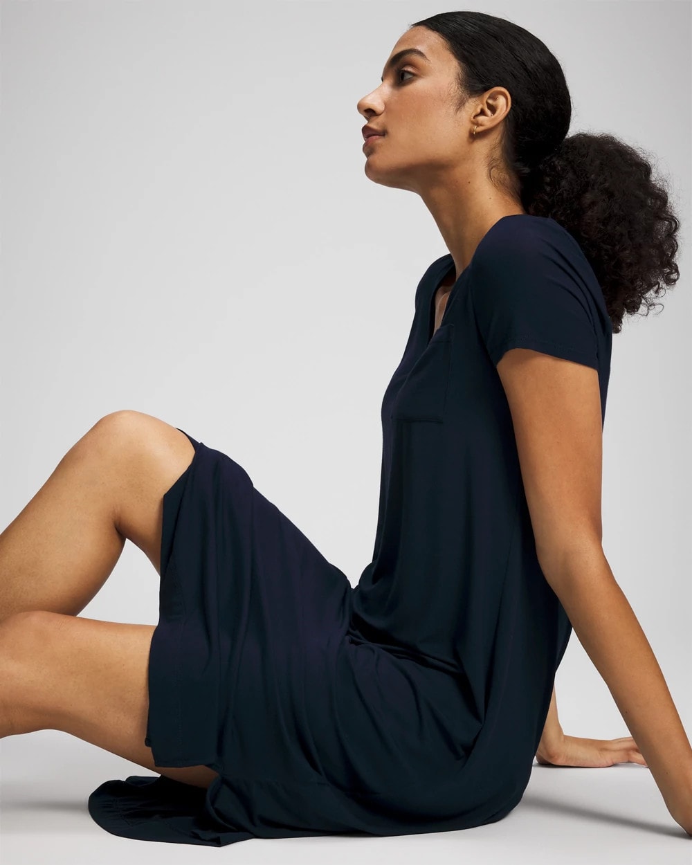 NIGHTFALL NAVY Short Sleeve Long Sleepshirt