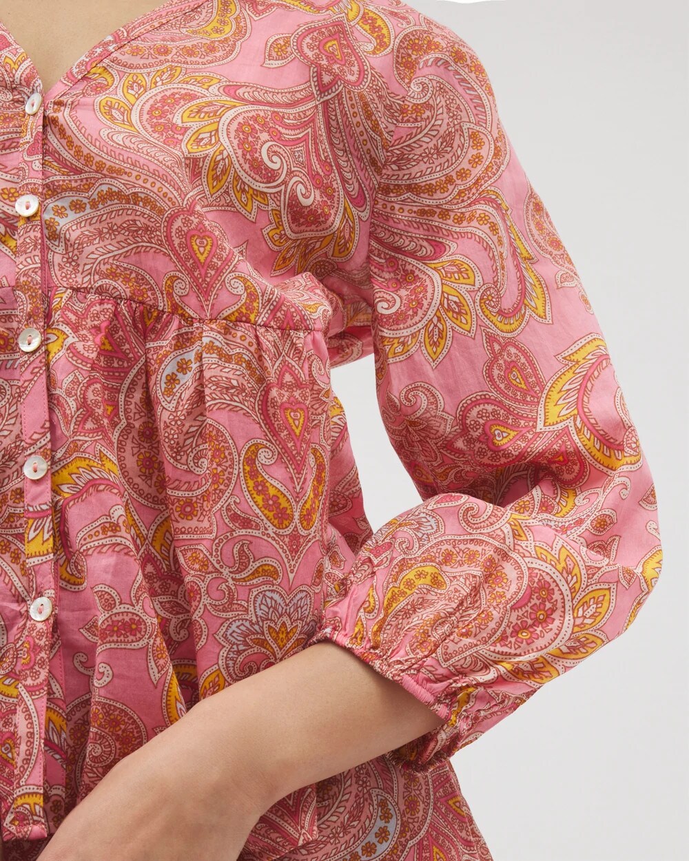 SHOW OFF PAISLEY P GUAVA Cotton Voile Long Sleeve Pajama Top