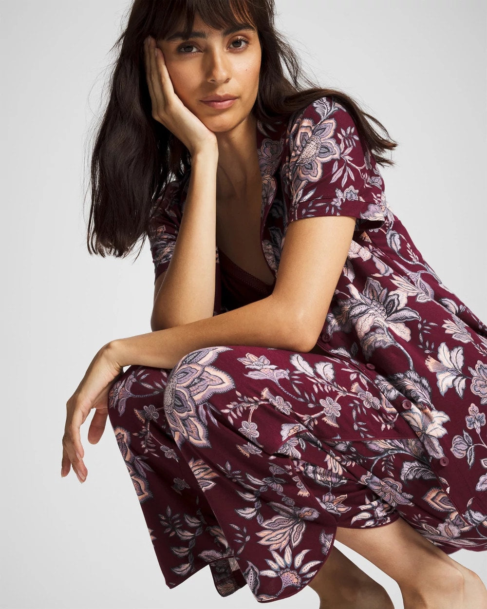 PAISLEY SPLENDOR PLUM Piped Crop Pajama Pants