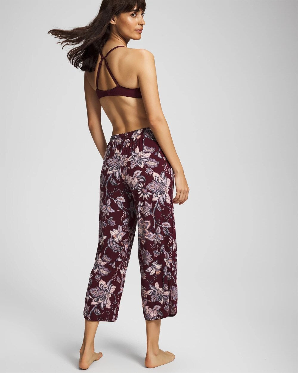 PAISLEY SPLENDOR PLUM Piped Crop Pajama Pants