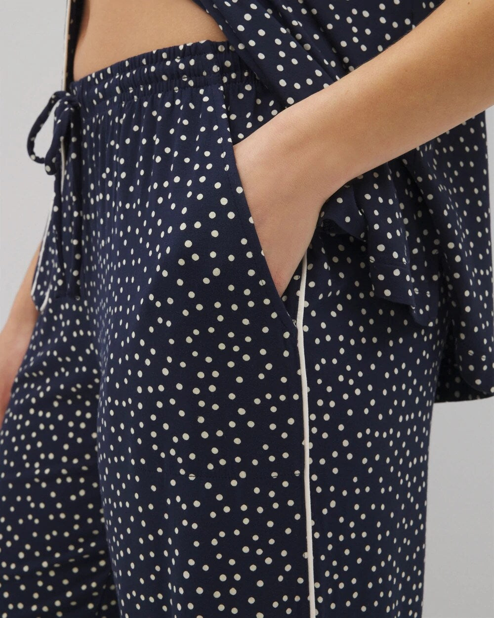 DOT OBSESSED NAVY Piped Crop Pajama Pants