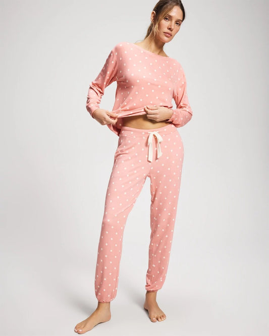 DREAMY DOT MID BLUSH PINK Banded Ankle Pajama Pant