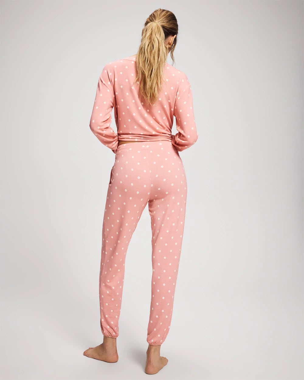 DREAMY DOT MID BLUSH PINK Banded Ankle Pajama Pant
