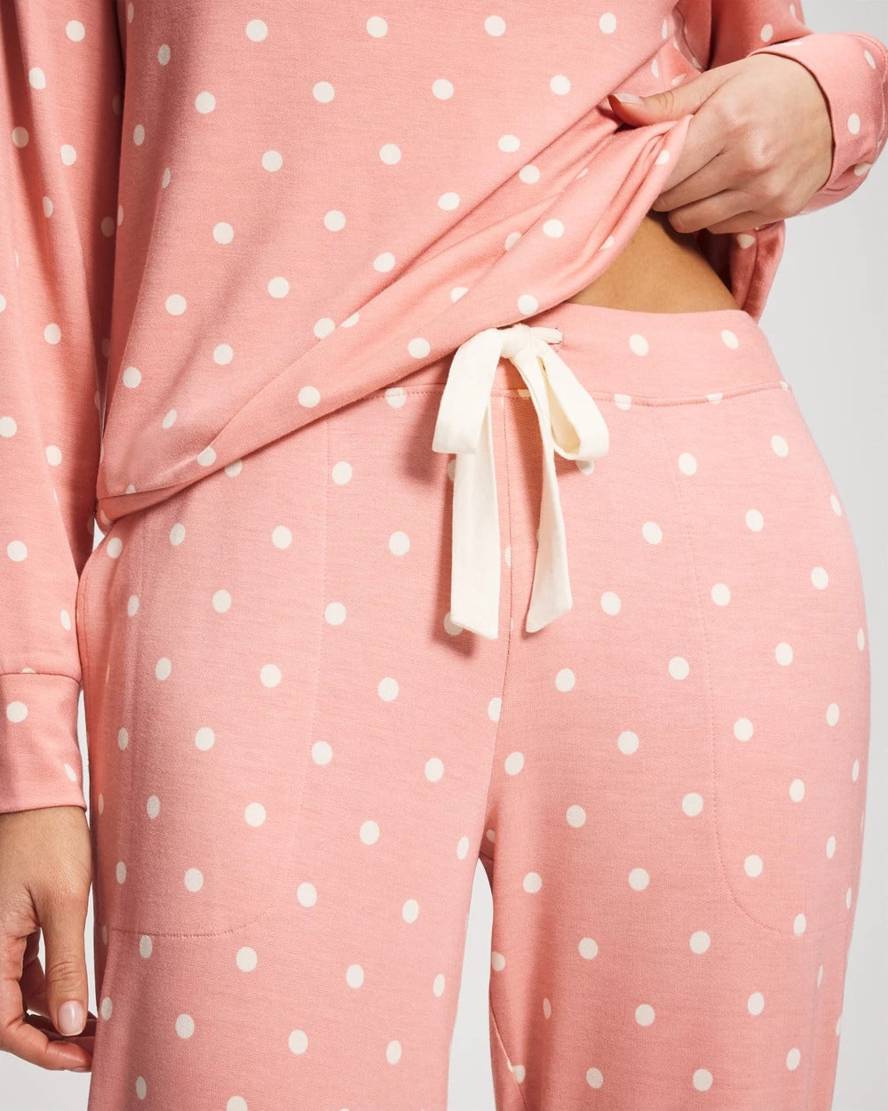 DREAMY DOT MID BLUSH PINK Banded Ankle Pajama Pant