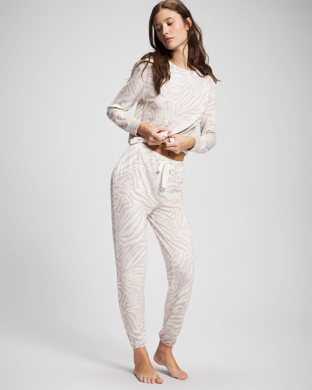 ZEBRA ZEN GRAY GLASS Banded Ankle Pajama Pant