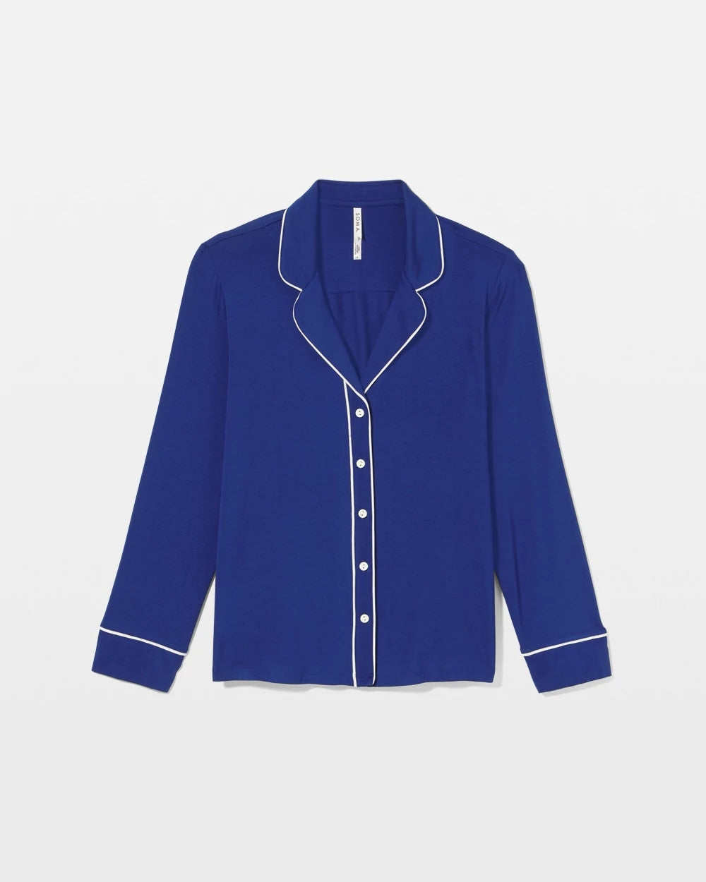 MAJESTY BLUE Long Sleeve Notch Collar w/ Piped Placket Pajama Top